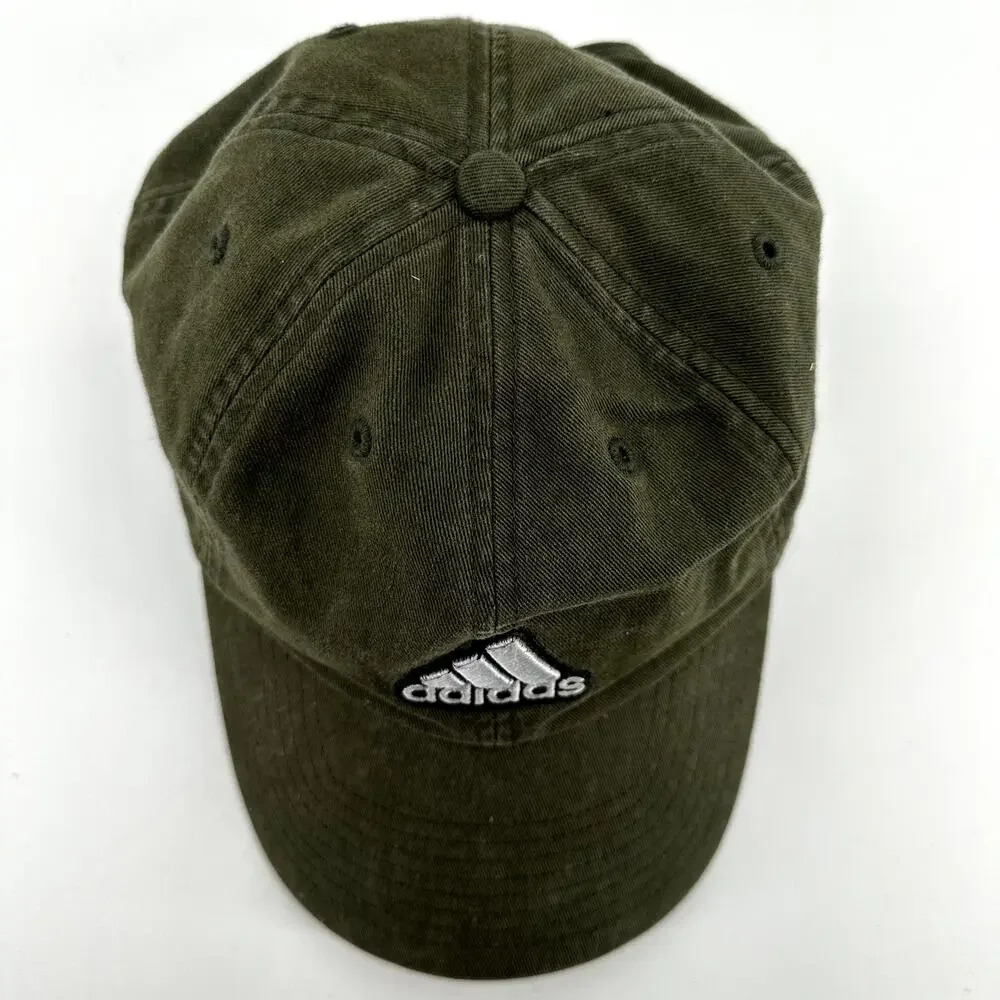 Adidas 3 Striped Baseball Cap Embroidered Logo Adjustable Olive Green One Size